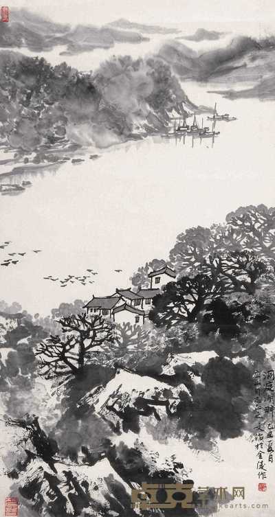 宋文治 洞庭湖畔 镜心 68×36.5cm